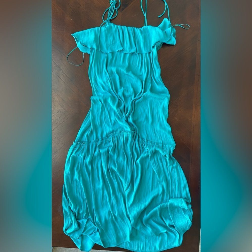 Zara Teal Off-Shoulder Midi Dress